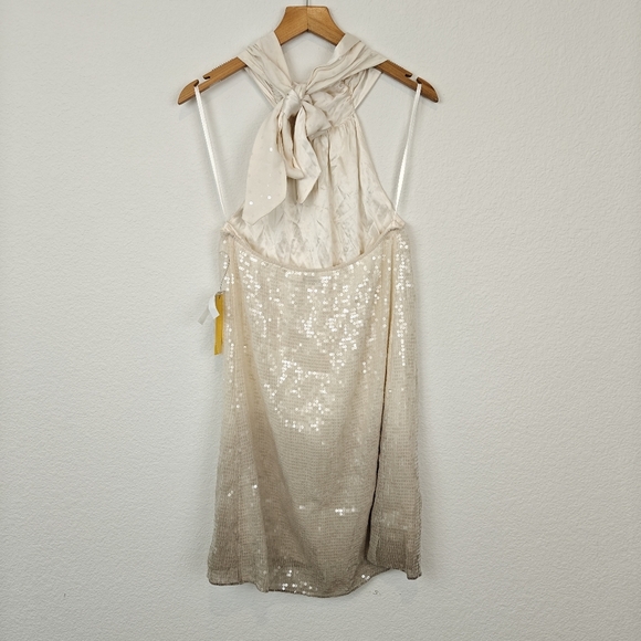Alice & Olivia NWT Sequin Halter Ombre SILK Open Back Mini Dress Size XS Women's - Picture 12 of 15
